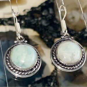 Dainty Caribbean Larimar Earrings 1 1/2”